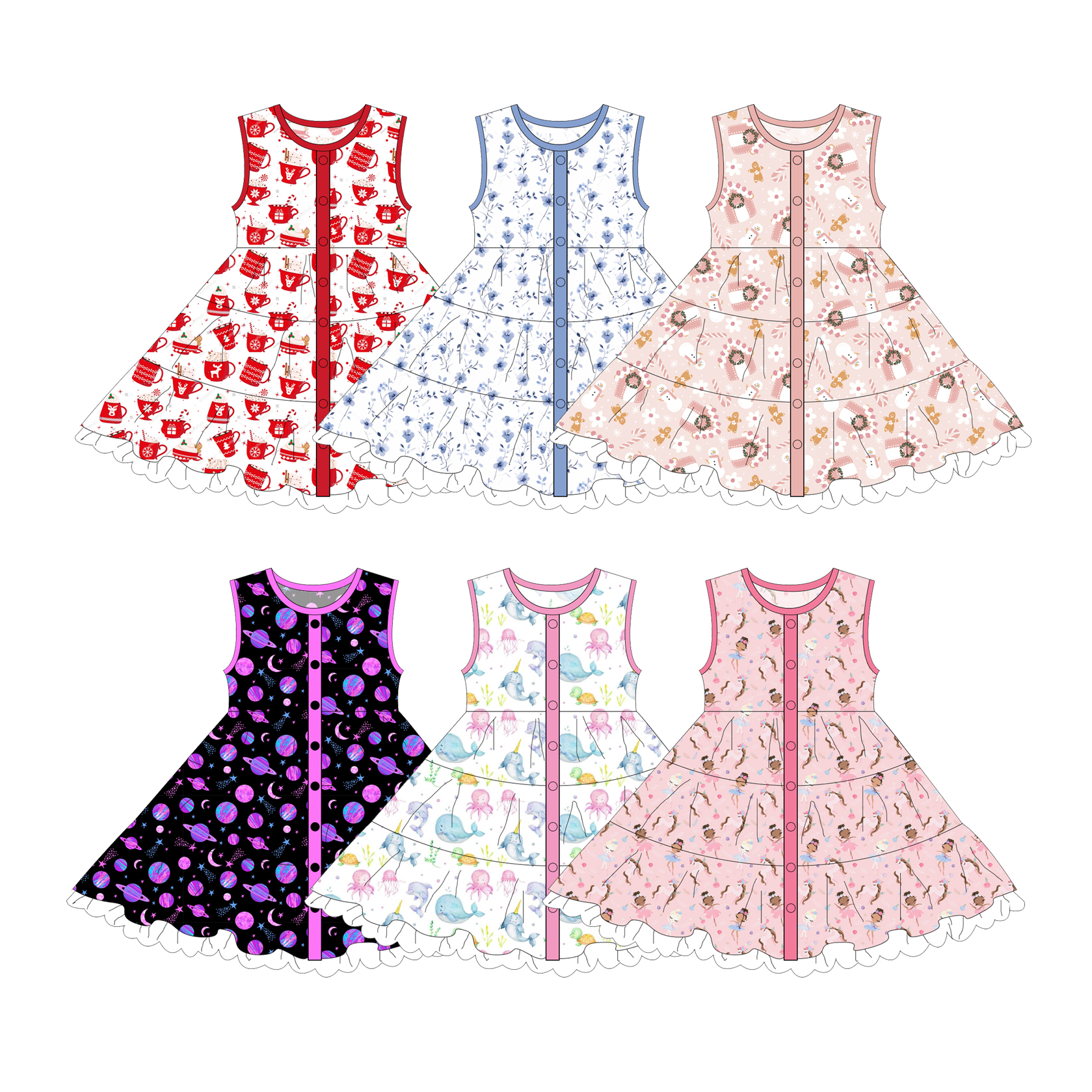 Baby Girl Summer Button Sleeveless Holiday Dress