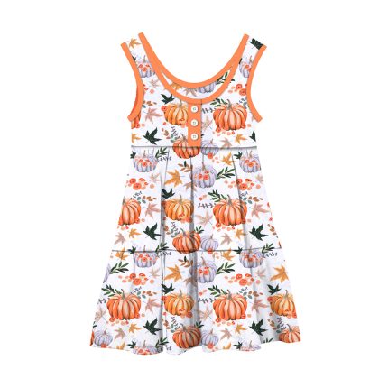 Summer Custom 100% Cotton Floral Kids Girls Dress