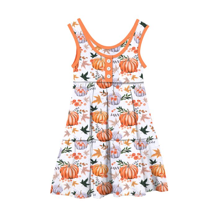 Summer Custom 100% Cotton Floral Kids Girls Dress