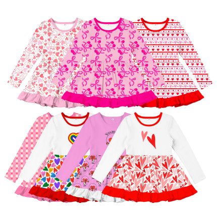 Valentine's Day Kids Girls Long Sleeve Knitted Dress