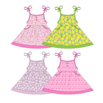 Polkadot Trim Buttons Tie Shoulder Casual Midi Dresses