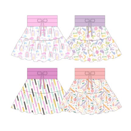 High-waisted Patchwork Kid Gril‘s Skirt