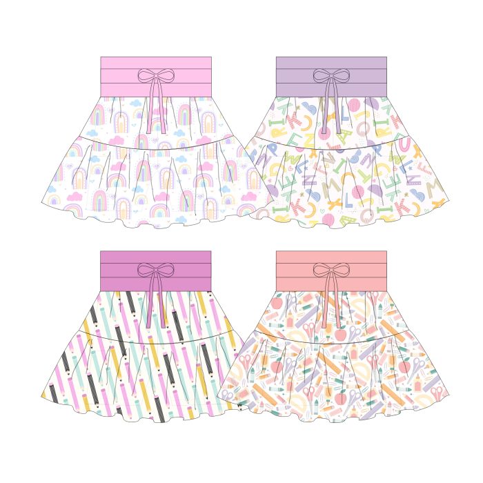 High-waisted Patchwork Kid Gril‘s Skirt