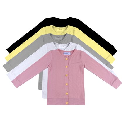 Girls Cardigans Wooden Buttons Shirts