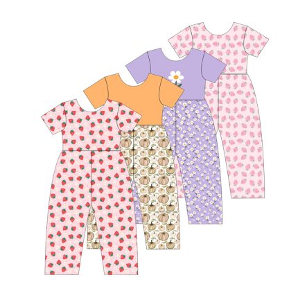 Kids Shorts Sleeve Leggy Jumpsuits