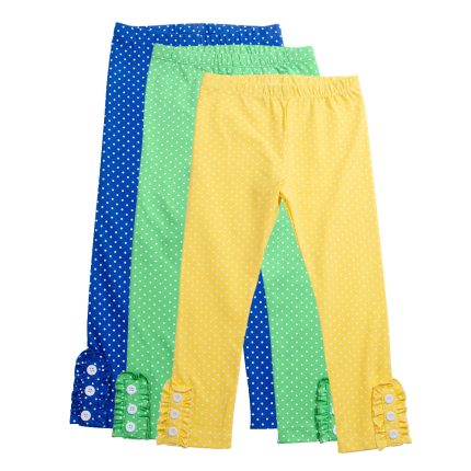 Polka Dot Straight Leg Pants With Button Decoration