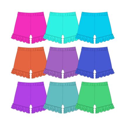 Girls Two Layers Of Pleated Lace With Ruffle Edge Shorts