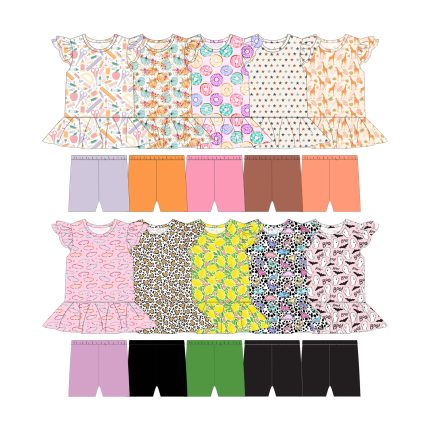 Kids Double Layers Peplum Top And Shorts Set