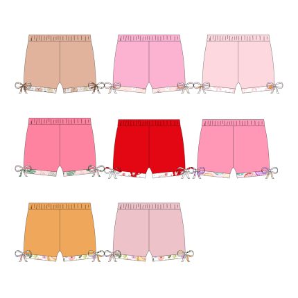 Kids Printed Edge Bow Solid Shorts
