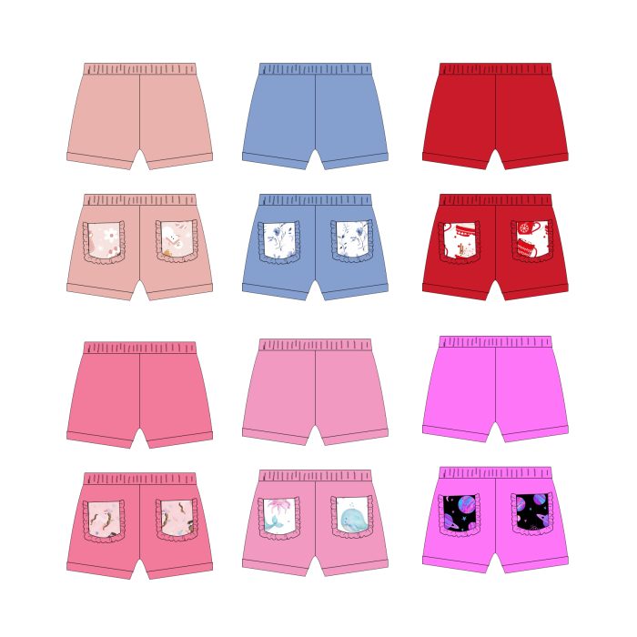 Kids Girls Custom Print Pocket Shorts