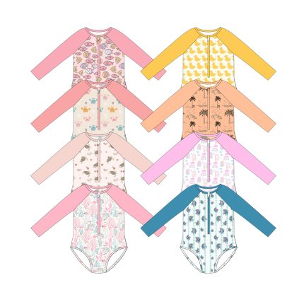 One Piece Baby Girl Swimwear With Zipper