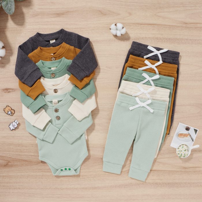 Newborn Baby Clothes Set Waffle Pocket Wear