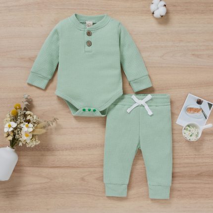 Newborn Baby Clothes Set Waffle Pocket Wear