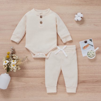 Newborn Baby Clothes Set Waffle Pocket Wear