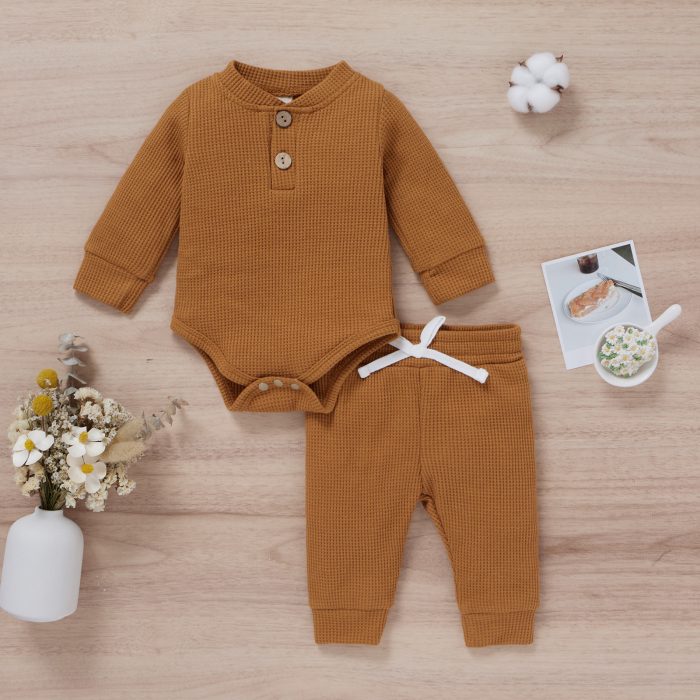 Newborn Baby Clothes Set Waffle Pocket Wear