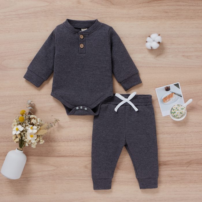 Newborn Baby Clothes Set Waffle Pocket Wear