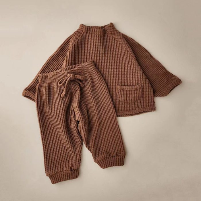 Spring Autumn Baby Clothes Set Waffle Pocket Wear
