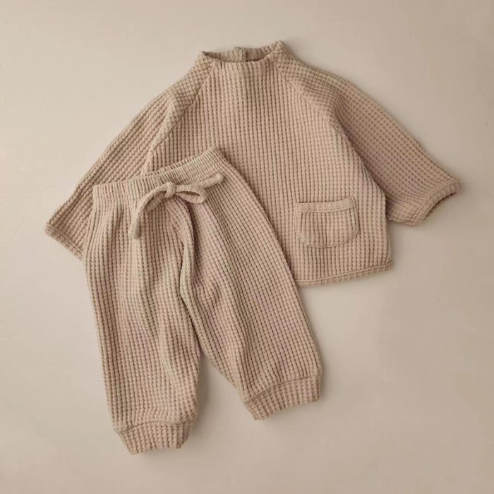 Spring Autumn Baby Clothes Set Waffle Pocket Wear
