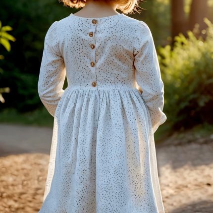 Spring Long Sleeve Kid Girl Fashion Dress with Pocket