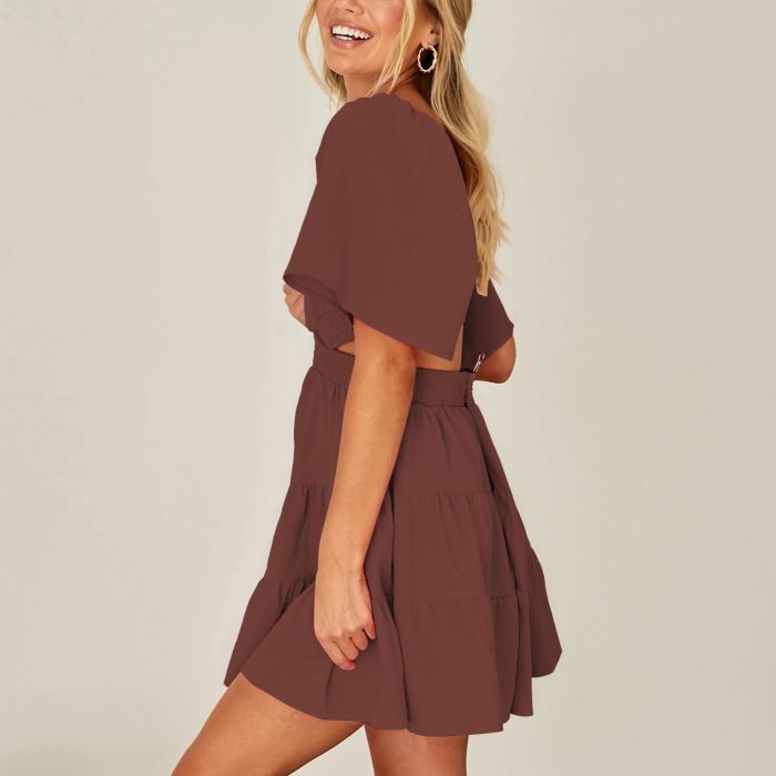 Summer Square Neck Young Lady Mini Dress