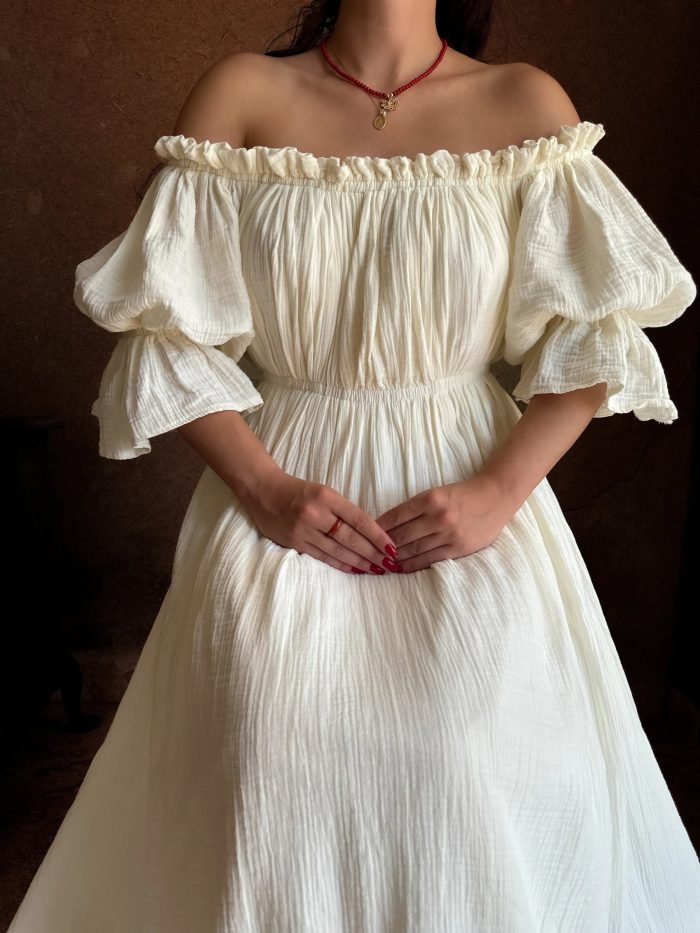 Renaissance Short Sleeve Ruffle Nightgown Women