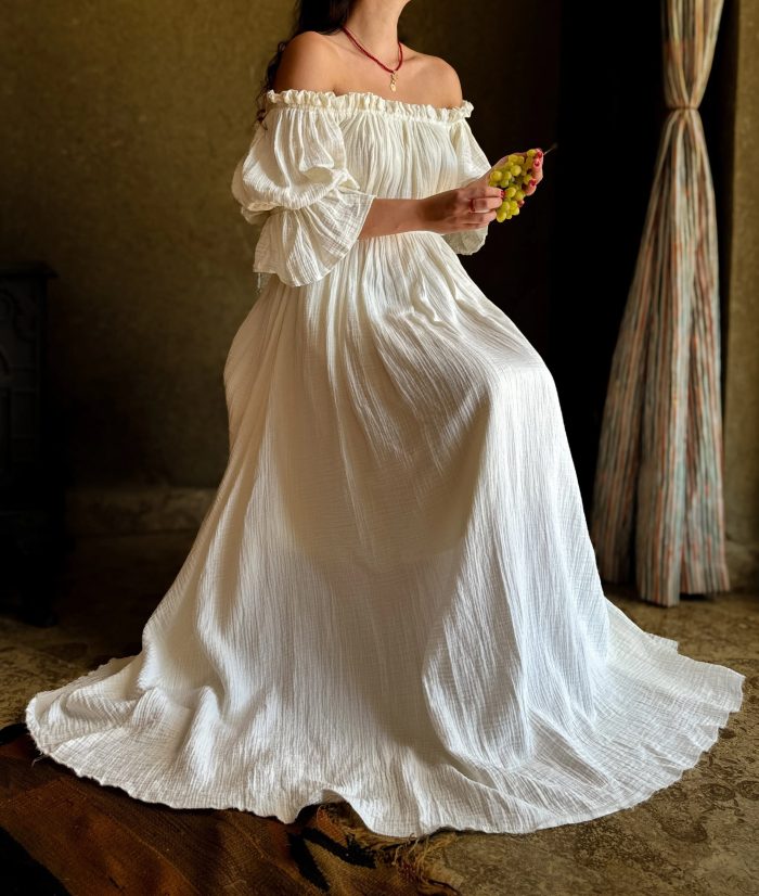 Renaissance Short Sleeve Ruffle Nightgown Women