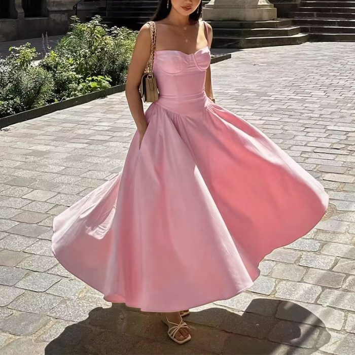 Summer Holiday Midi-Length Chiffon Dresses Women