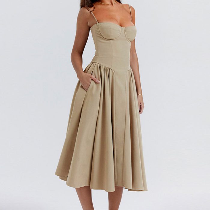 Summer Holiday Midi-Length Chiffon Dresses Women