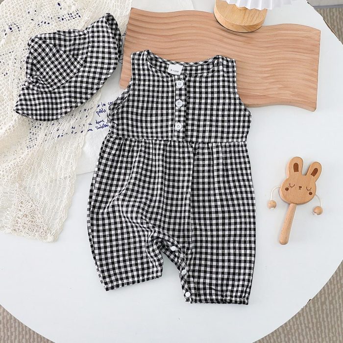 Sleeveless Plaid Jumpsuit
