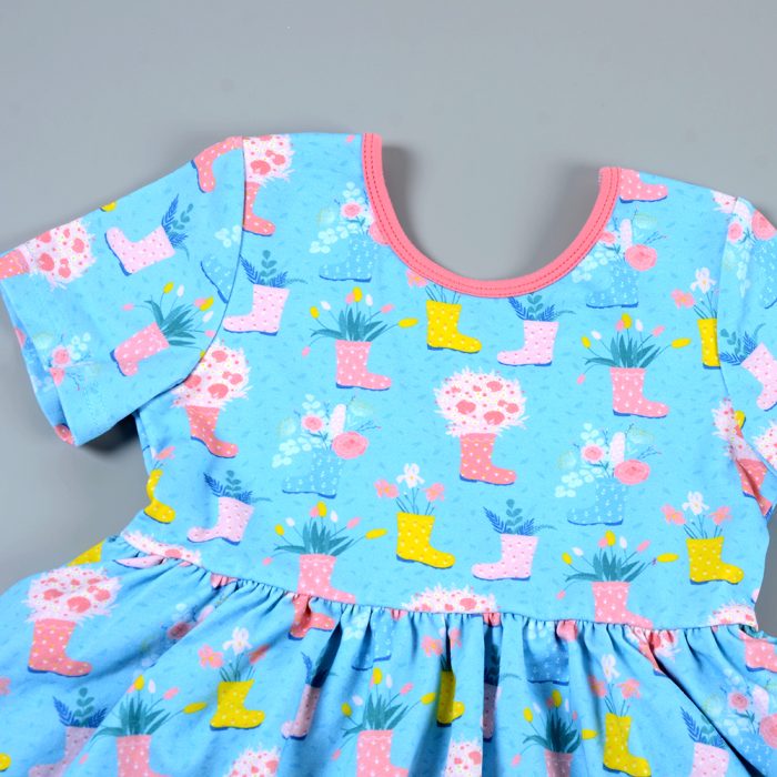 Short Sleeve Baby Girl Dress with Patterns