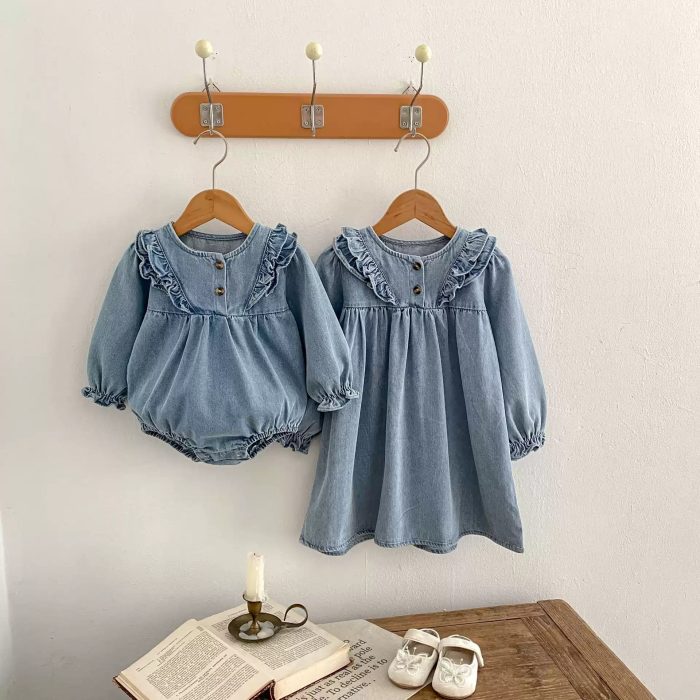 Casual Comfortable Kids Denim Dress
