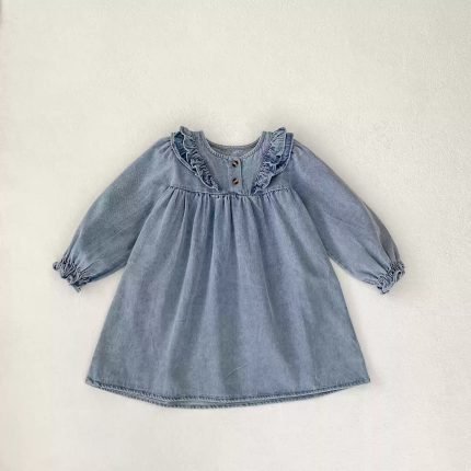 Casual Comfortable Kids Denim Dress