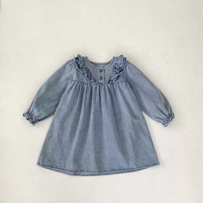 Casual Comfortable Kids Denim Dress