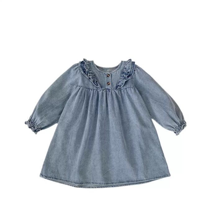 Casual Comfortable Kids Denim Dress