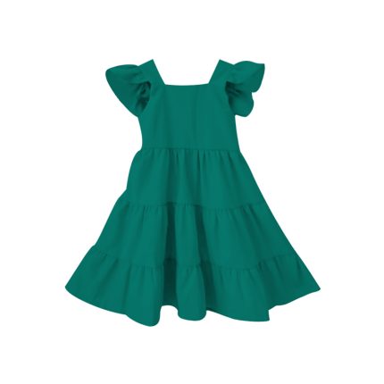 Flutter Sleeve Solid Kid Dress