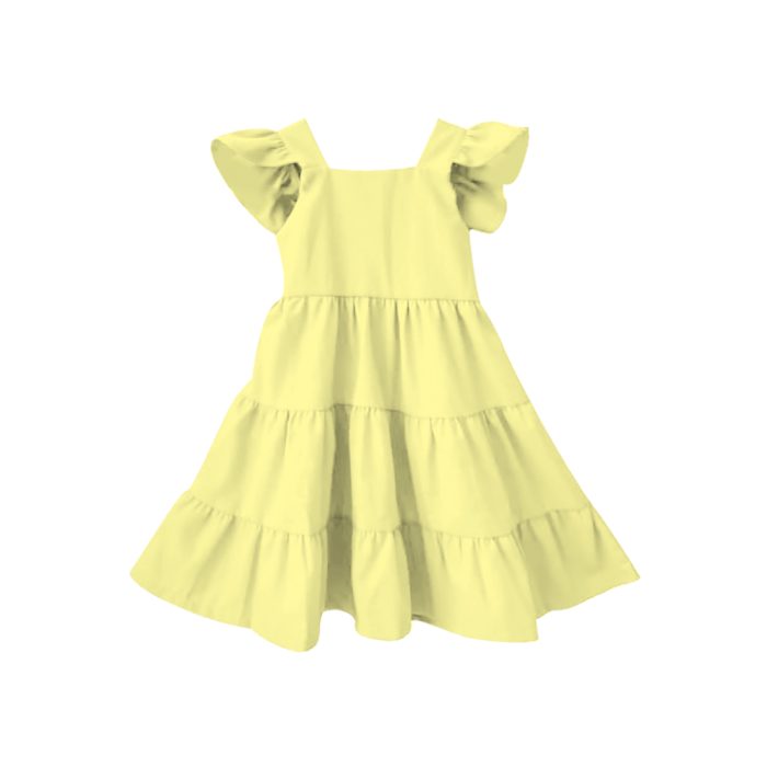 Flutter Sleeve Solid Kid Dress
