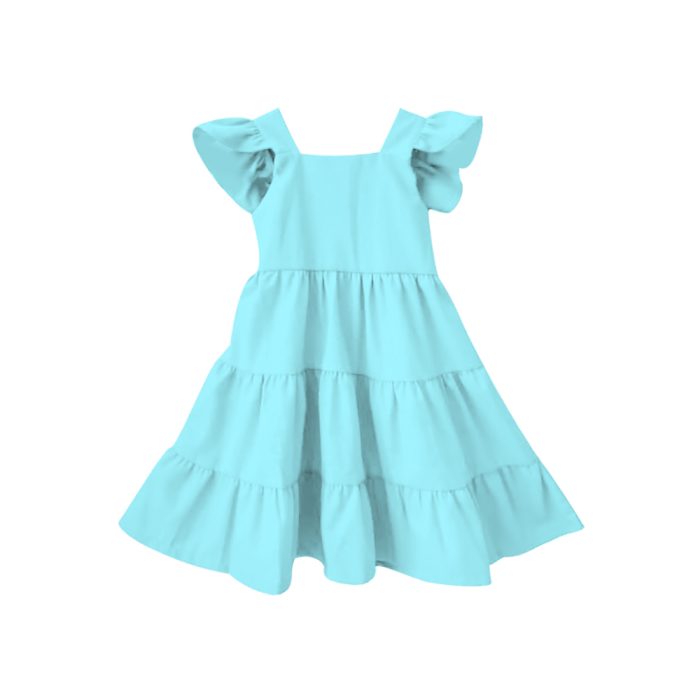 Flutter Sleeve Solid Kid Dress