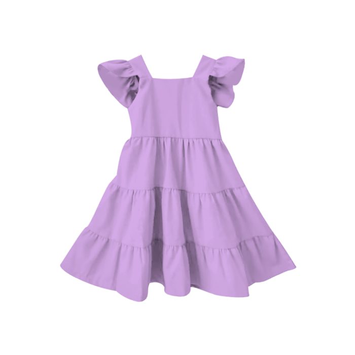 Flutter Sleeve Solid Kid Dress