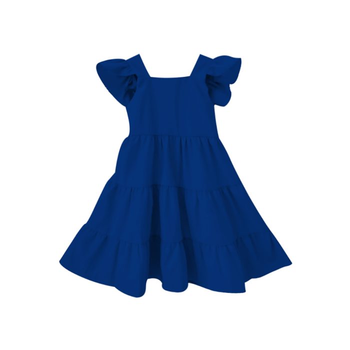 Flutter Sleeve Solid Kid Dress
