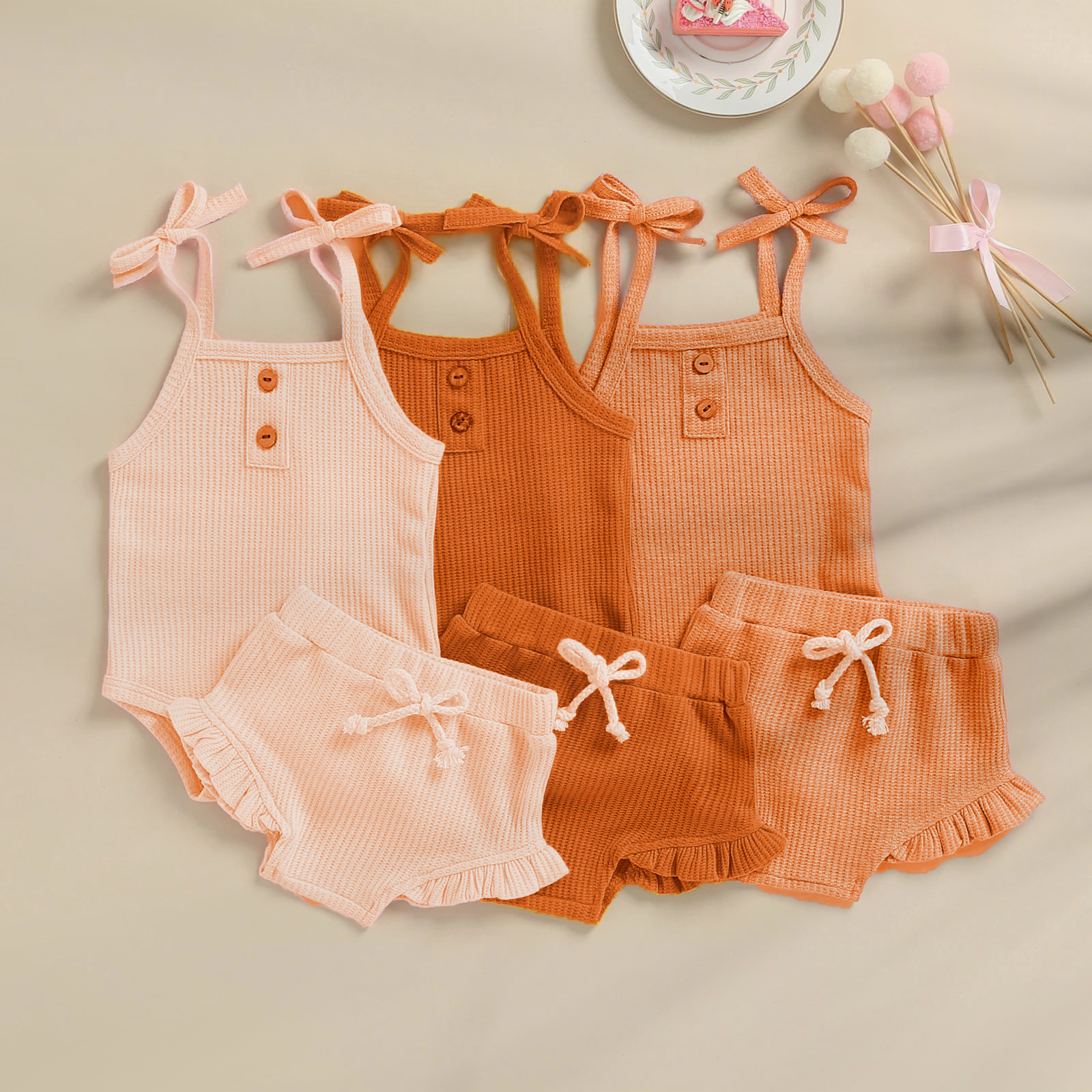 Summer Baby Solid Romper Set