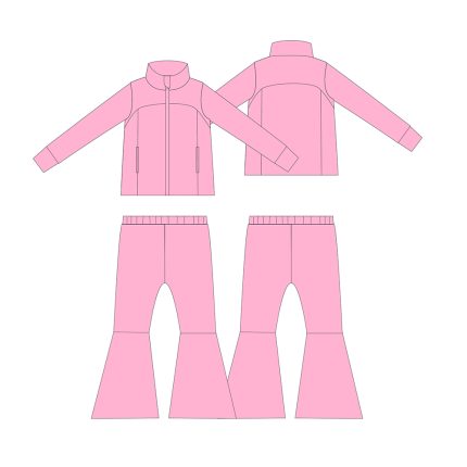 Girls Flared Pants & Zip Jacket Set