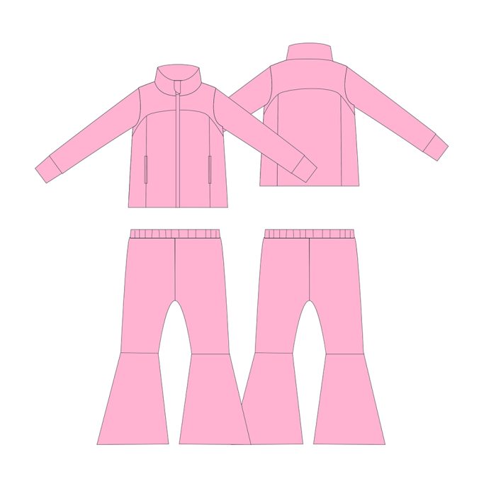 Girls Flared Pants & Zip Jacket Set