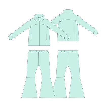 Girls Flared Pants & Zip Jacket Set
