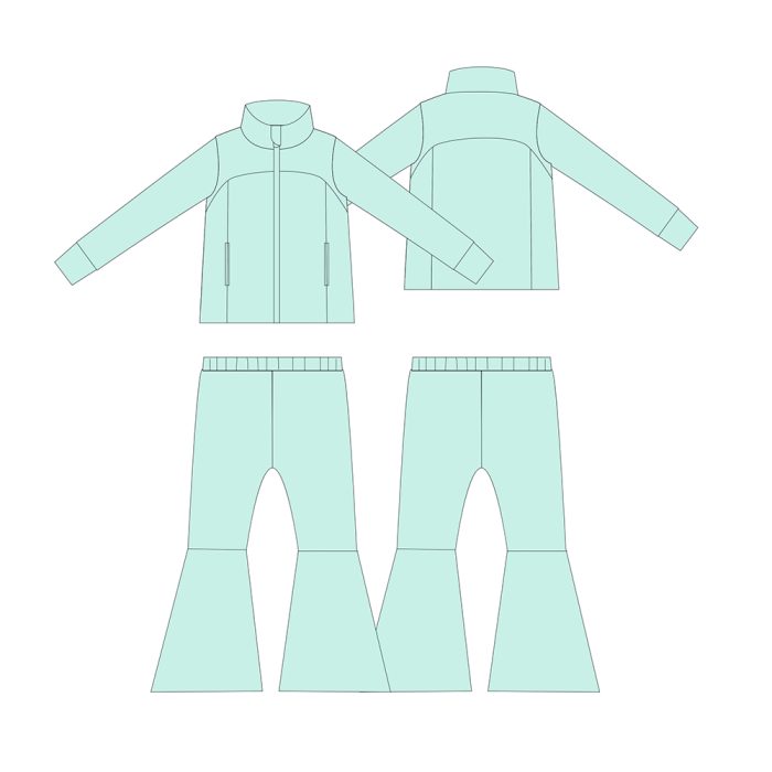 Girls Flared Pants & Zip Jacket Set