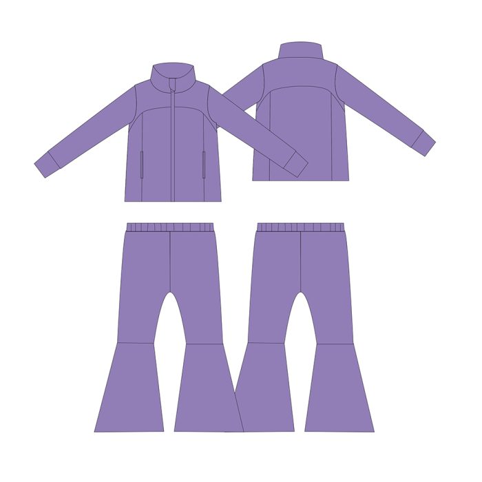 Girls Flared Pants & Zip Jacket Set