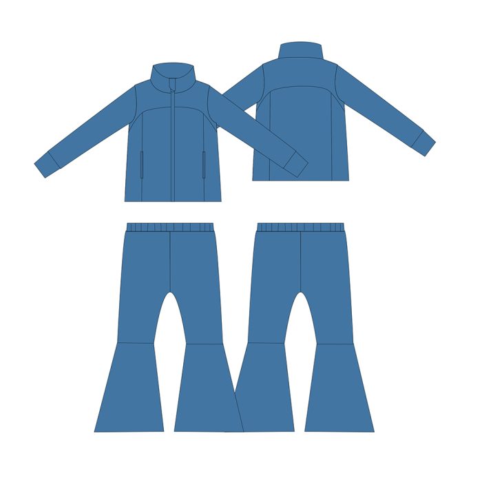 Girls Flared Pants & Zip Jacket Set