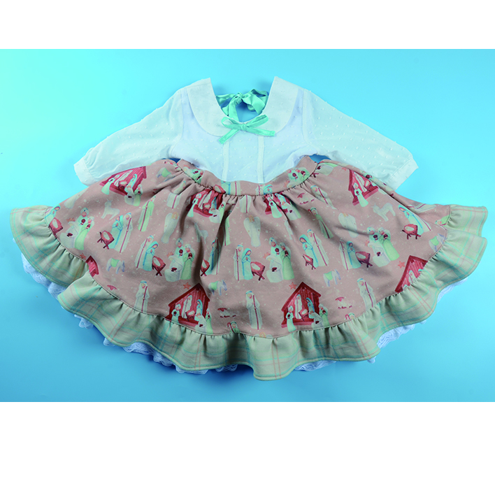 Double-Layer Hem Soft Ruffle Kid Girls Dresses