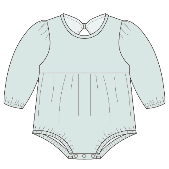Long Sleeve Back Button Baby Romper