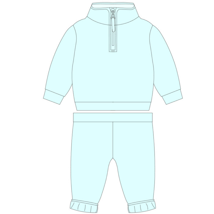 Children's high collar front zip neck long sleeve winter suit