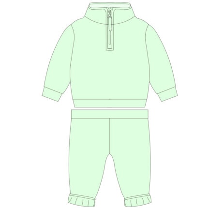 Children's high collar front zip neck long sleeve winter suit